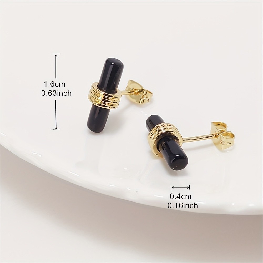 Women's 18K Plated Lapis Lazuli, Citrine & Obsidian Stud Earrings